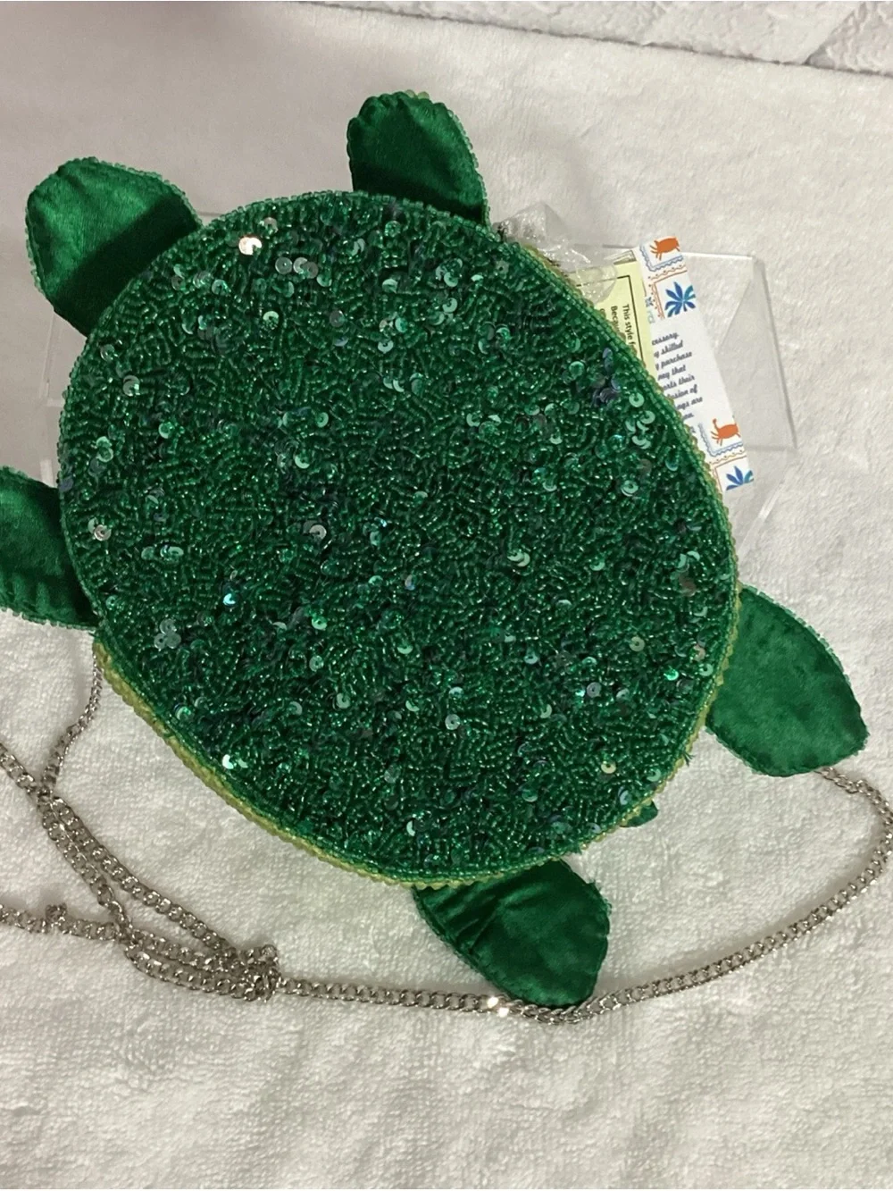 Viral Beaded Green Turtle Figural Novelty Collectible Bag NEW  Handcrafted